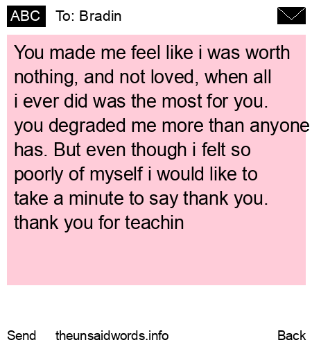 unsent message to Bradin