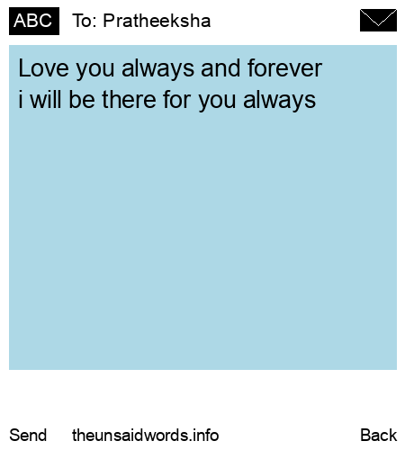 unsent message to Pratheeksha