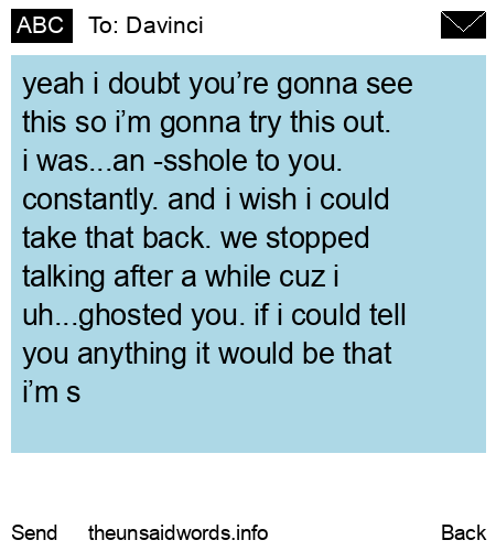 unsent message to Davinci