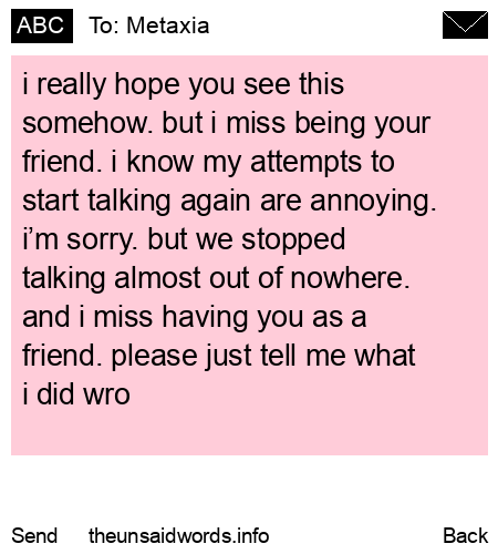 unsent message to Metaxia