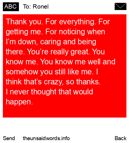 unsent message to Ronel