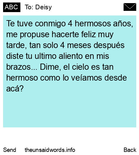 unsent message to Deisy