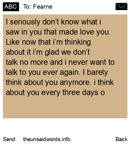 unsent message to Fearne
