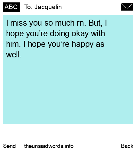 unsent message to Jacquelin