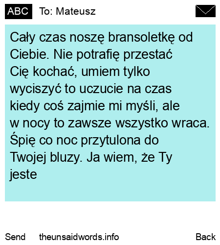 unsent message to Mateusz