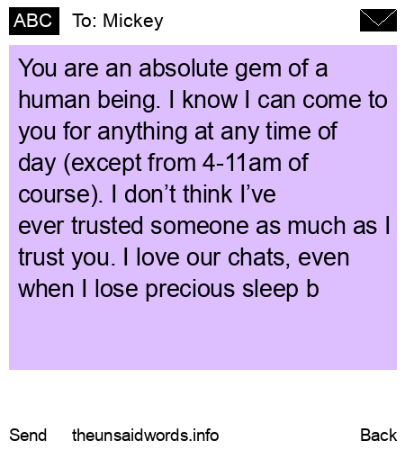 unsent message to Mickey