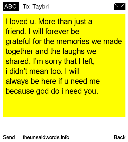 unsent message to Taybri