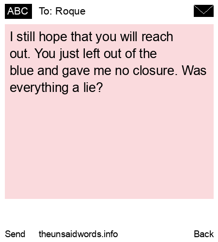 unsent message to Roque