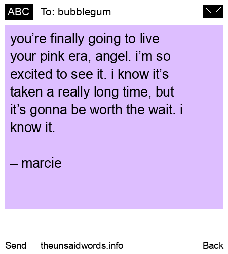 unsent message to bubblegum