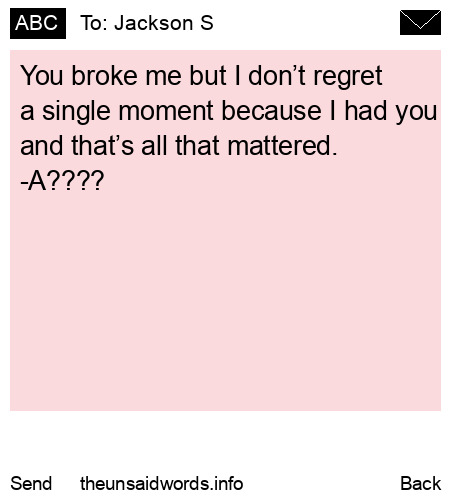 unsent message to Jackson S