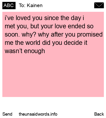unsent message to Kainen
