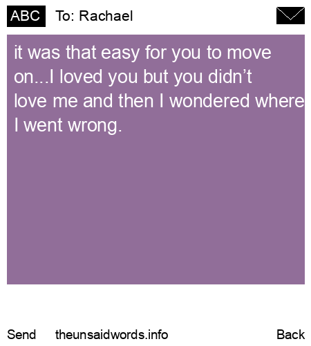 unsent message to Rachael