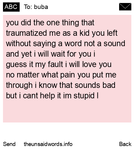 unsent message to buba