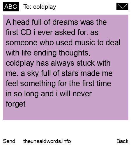 unsent message to coldplay
