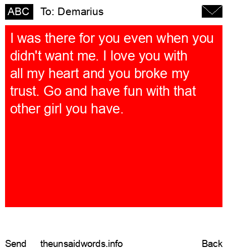 unsent message to Demarius