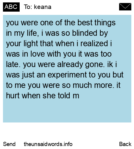 unsent message to keana