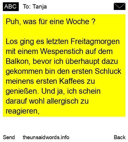unsent message to Tanja
