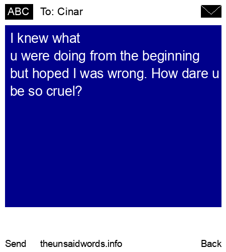 unsent message to Cinar