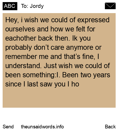 unsent message to Jordy