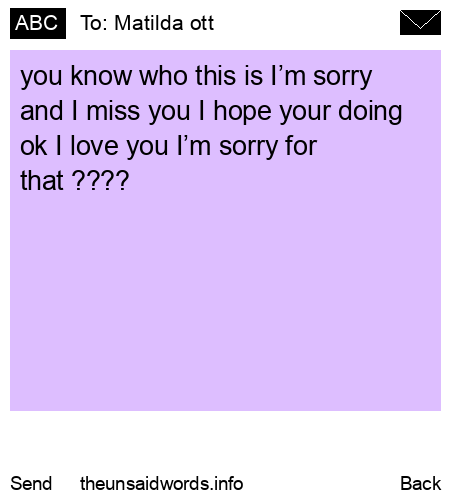 unsent message to Matilda ott