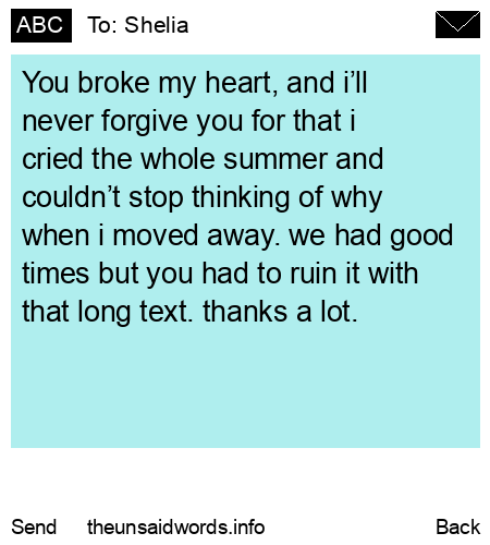 unsent message to Shelia