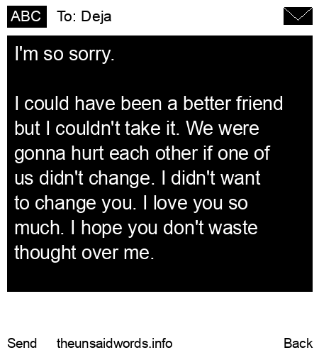 unsent message to Deja