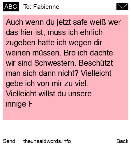 unsent message to Fabienne