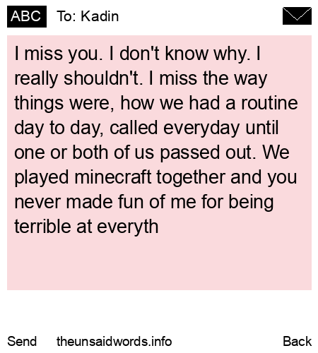 unsent message to Kadin