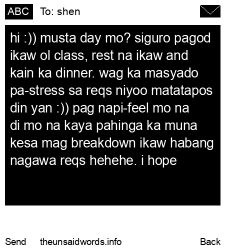 unsent message to shen
