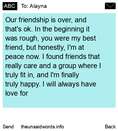 unsent message to Alayna