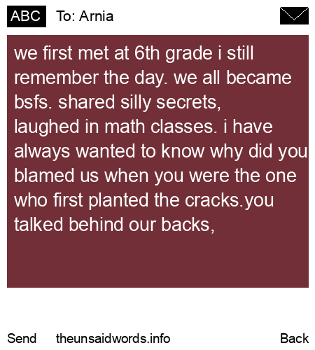 unsent message to Arnia