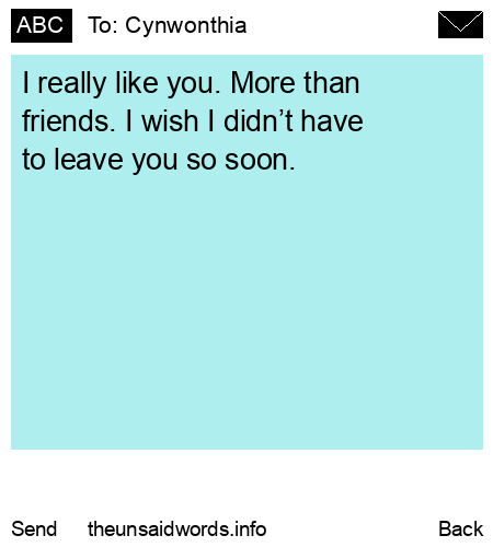 unsent message to Cynwonthia