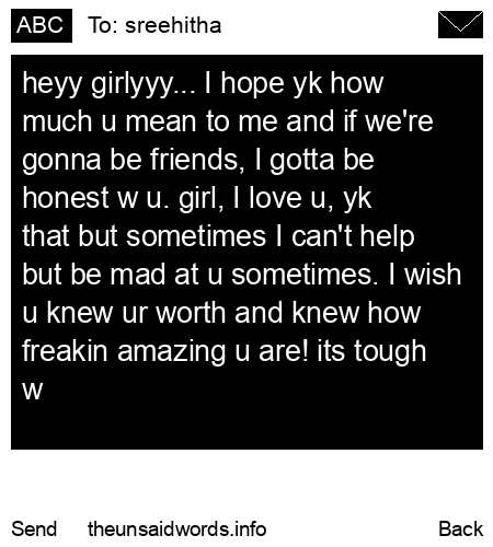 unsent message to sreehitha