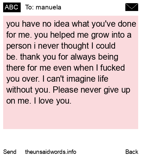 unsent message to manuela