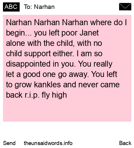unsent message to Narhan