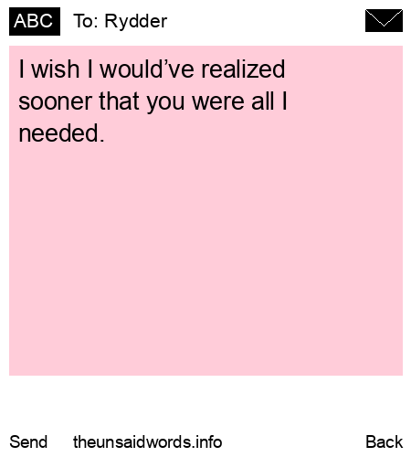 unsent message to Rydder