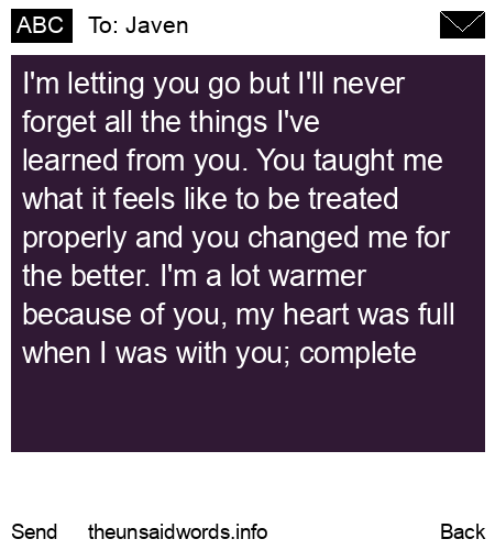 unsent message to Javen