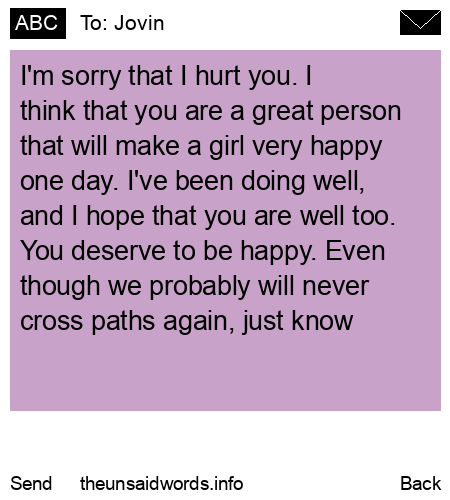 unsent message to Jovin