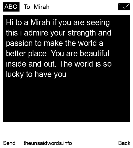 unsent message to Mirah