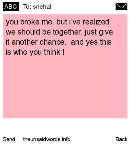 unsent message to snehal
