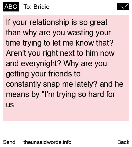 unsent message to Bridie