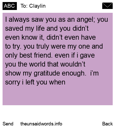 unsent message to Claylin