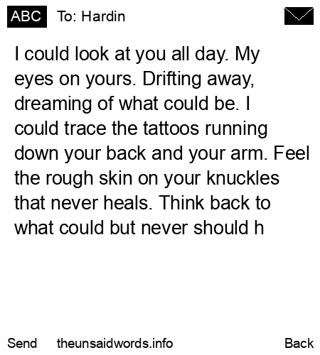 unsent message to Hardin