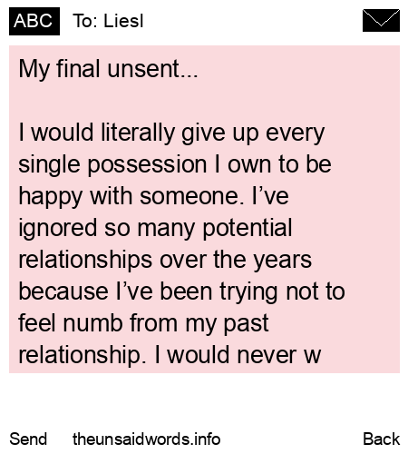 unsent message to Liesl