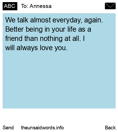 unsent message to Annessa