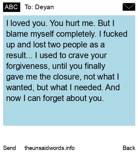 unsent message to Deyan