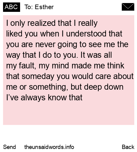 unsent message to Esther