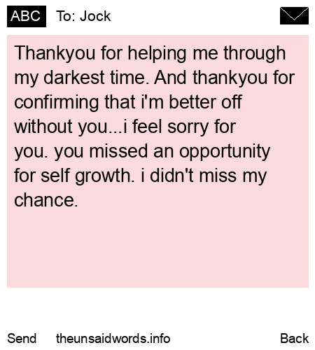 unsent message to Jock