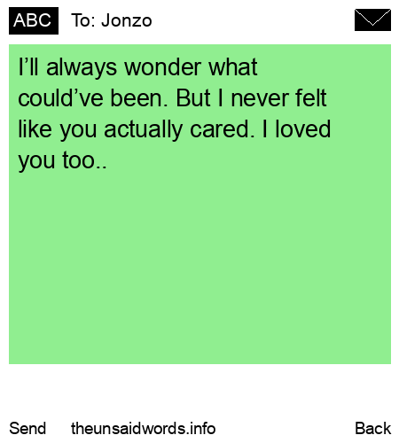 unsent message to Jonzo