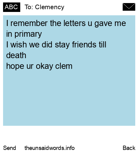 unsent message to Clemency